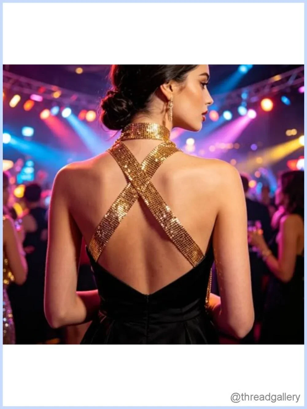 Women Sequin Mesh Scarf Necklace - Long Glitter Thin Neck Tie for Party
